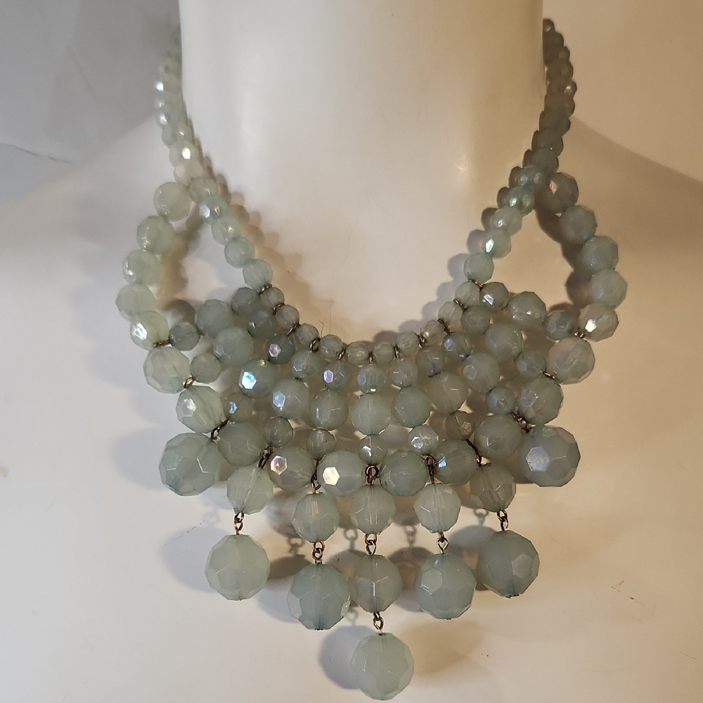 Vintage | Waterfall Aquamarine Faceted Acrylic Beads Statement Collar